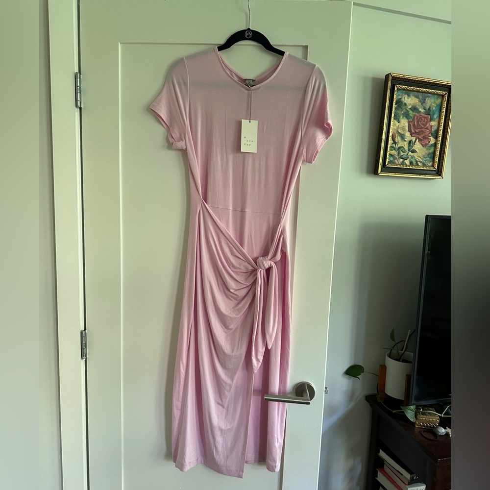 A New Day NWT Pink Wrap Midi Dress